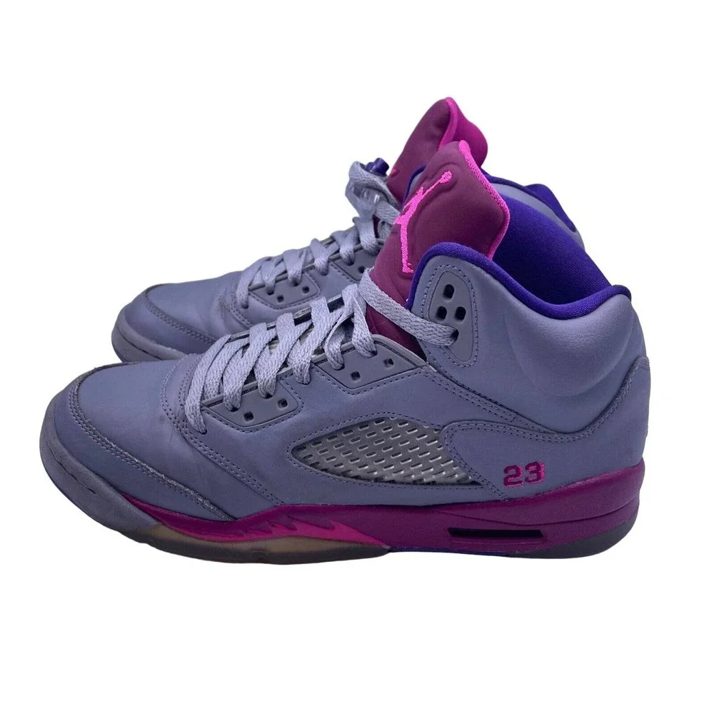 Nike Jordan Retro 5 Cement Grey Pink Shoes Athletic Womens Size 8.5 Kids Youth 7 - Picture 2 of 9